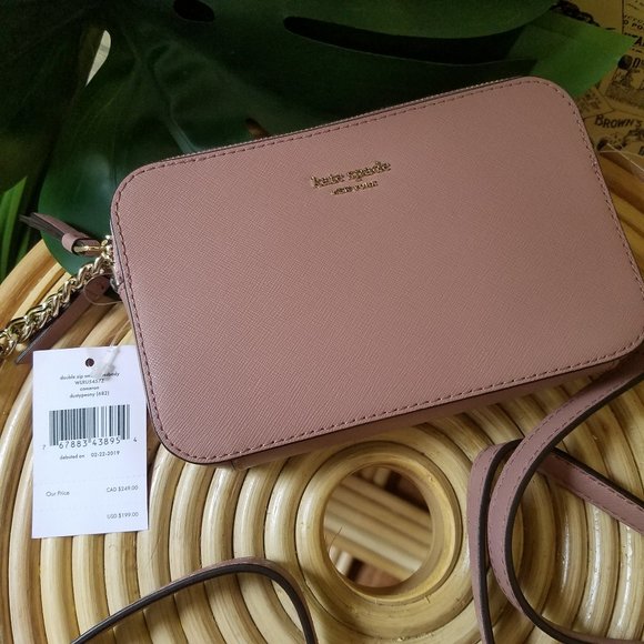 Kate Spade double zip Small Crossbody dusty peony - Picture 2 of 10